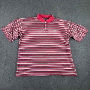 AVIREX Men's 3XL Red White Black Stripe‎ Short Sleeve Polo Shirt Authentic